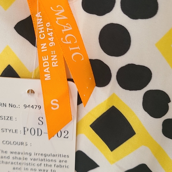 NWT Magic Yellow Black Maxi Length Strappy Mix Print Sleeveless Dress Size Small - Picture 6 of 6